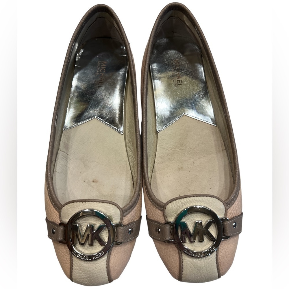 Michael Kors Women’s Fulton Moc Two Tone Ercu Leather Flats Shoes Sz 6.5